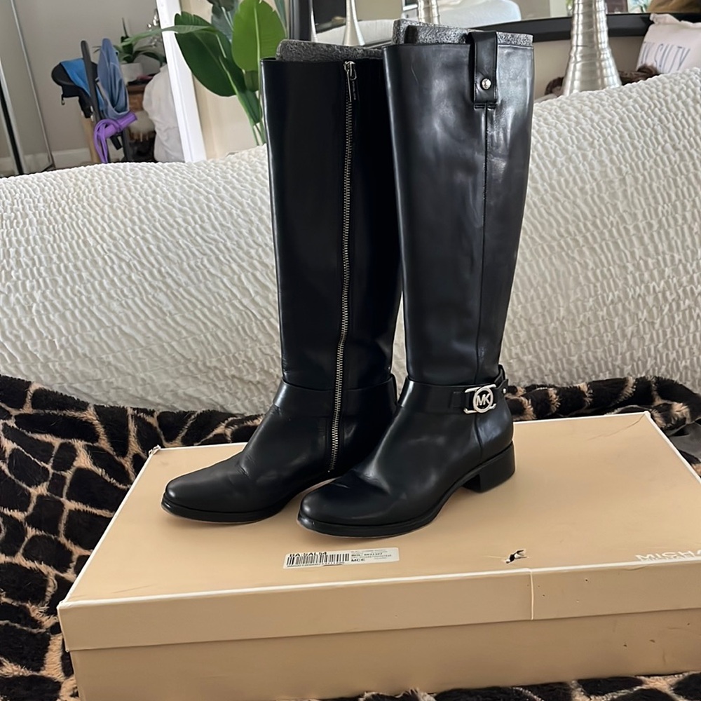 Michael Kors black leather boots, 6 1/2